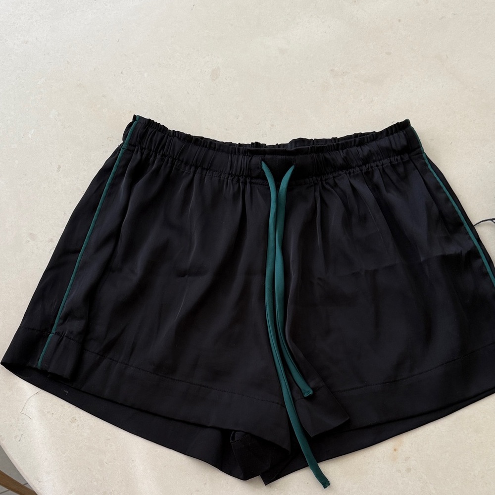 Black Women's Shorts with Green Accents